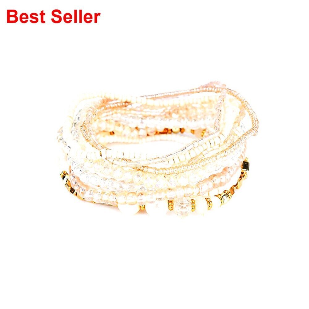 Crystal Beaded Stackable Bracelets Handmade Adjustable Seed Beads Jewelry